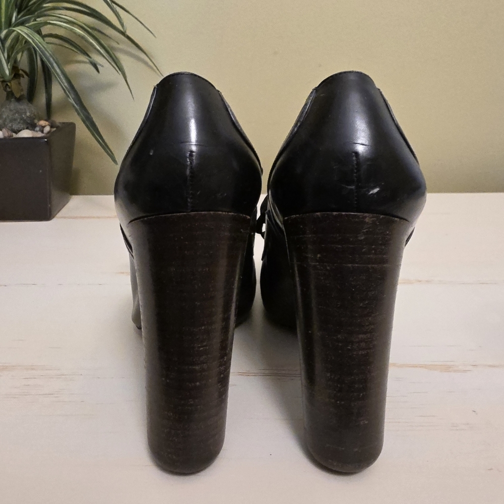 Marc Jacobs | Black Leather Oxford Heels Sz 36 1/2 - Picture 6 of 9